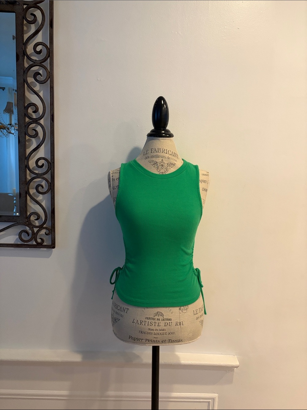 Zara Green Sleeveless Side-Tie Tank Top